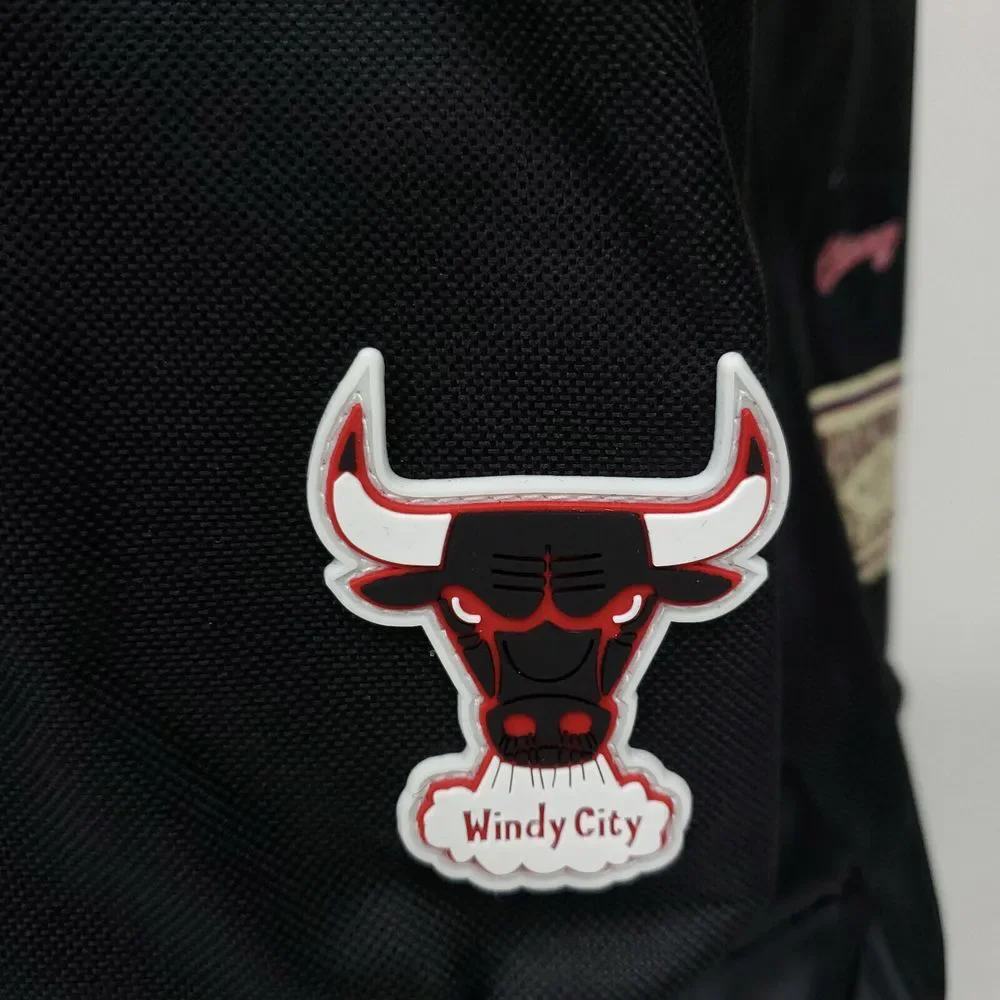 Chicago Bulls Mitchell & Ness NBA‎ Backpack 2 Zipper Pockets 3D Logo Black NWT